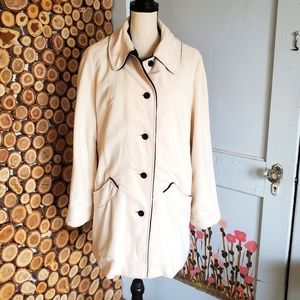 Vintage Lambert's Enid OK Wellington Fashions Kashmiracle Cream & Black Coat XL